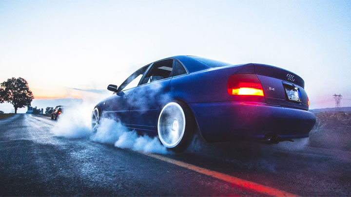 blue smoke from tires