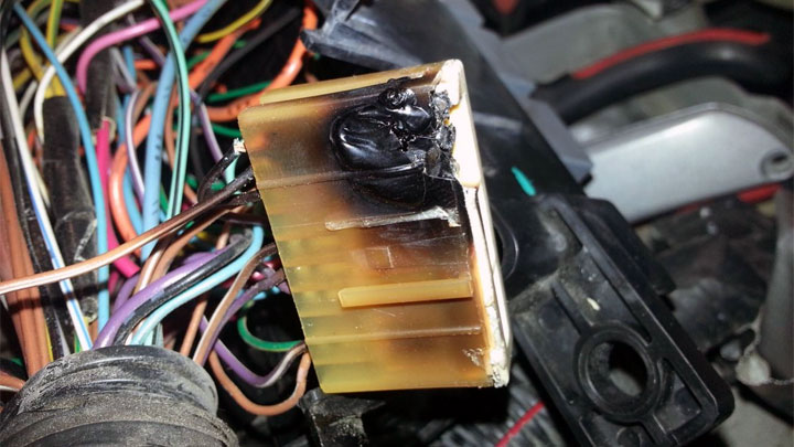 burnt car wiring