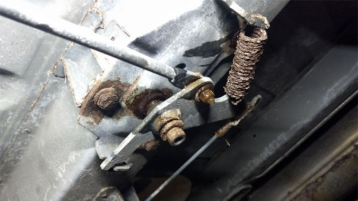 corroded parking brake cable