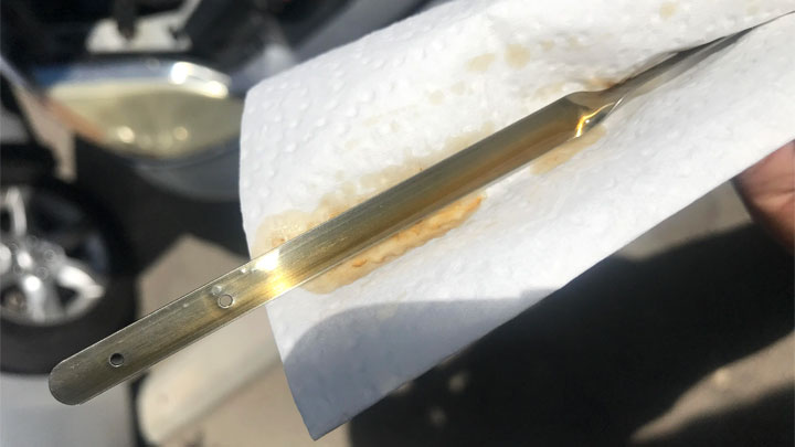 foamy oil dipstick