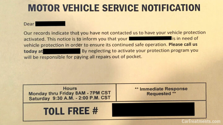 motor vehicle service notification
