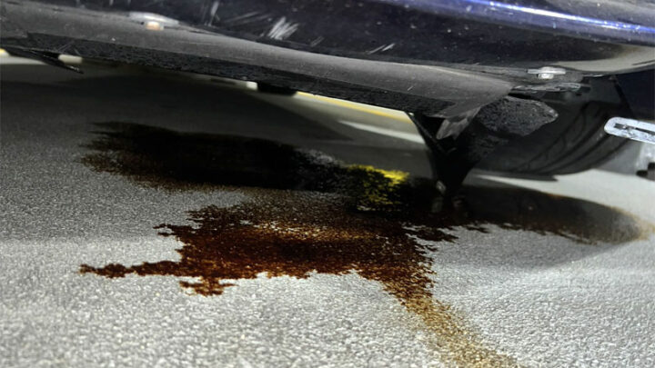 oil puddle under car